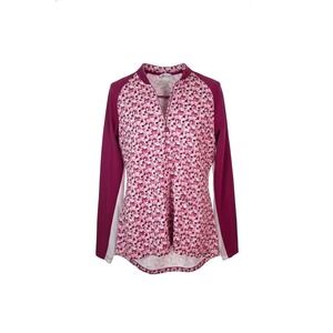 Greg Norman Solar XP Long Sleeve Shirt Pink Abstract Print XL  Pre-Owned 1/4 Zip